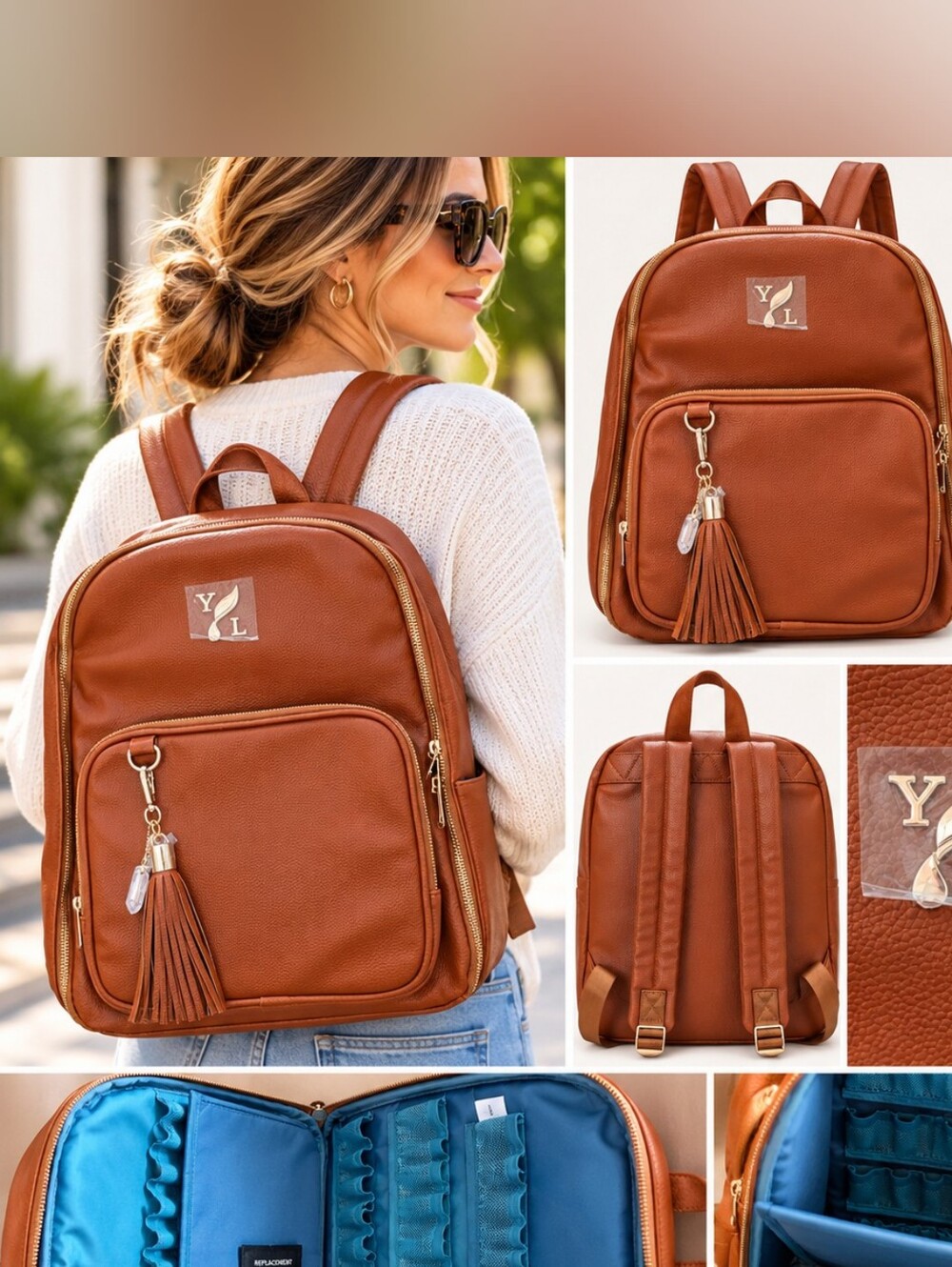 Young Living Aroma Essential Oils Backpack Vegan Leather Organizer NEW Unused